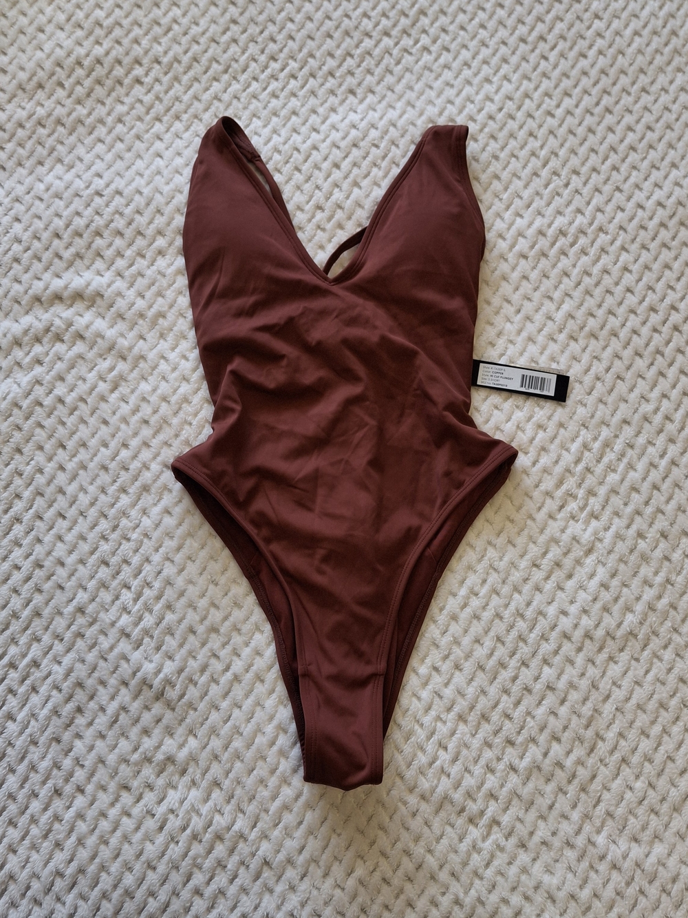 NWT TA3 Copper HI Cut Plungey Body Sculpting One-Piece Swimsuit Small Short